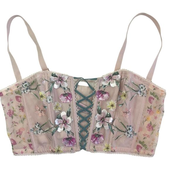 Victorias Secret Dream Angles Floral Embroidered Bustier Corset Top XL Fairycore - Picture 3 of 11